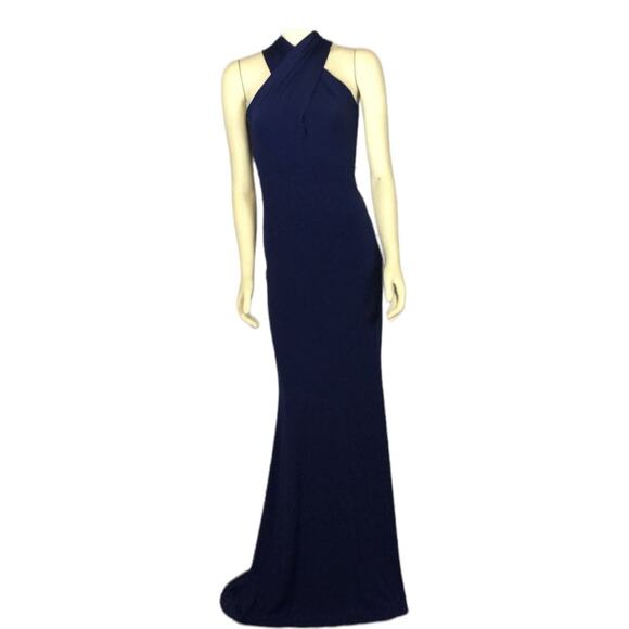 AG STUDIO Navy halter neck cutout back maxi dress size small - Picture 5 of 14